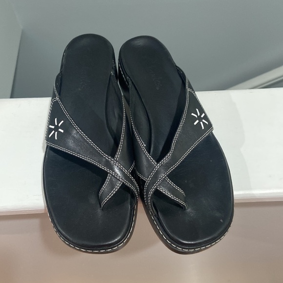 Clarks Y2K 2004 Chunky Sandal Leather Black & White Sandals sz 9 GREAT CONDITION - Picture 7 of 17